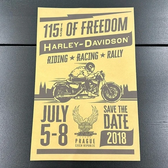 Harley-Davidson 115th Anniversary Prague Czech Republic Celebration Poster - Picture 1 of 4